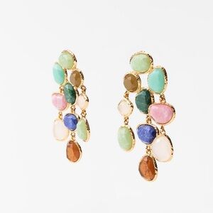 Zara NWT colorful resin stone drop earrings